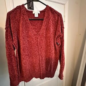 Worn Once - Rachel Zoe Rust Chenille Knit V-Neck Sweater